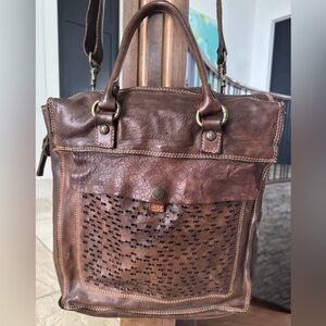 Campomaggi Free People Gorgeous Large Leather Laser Cut Fish Crossbody Tote Bag